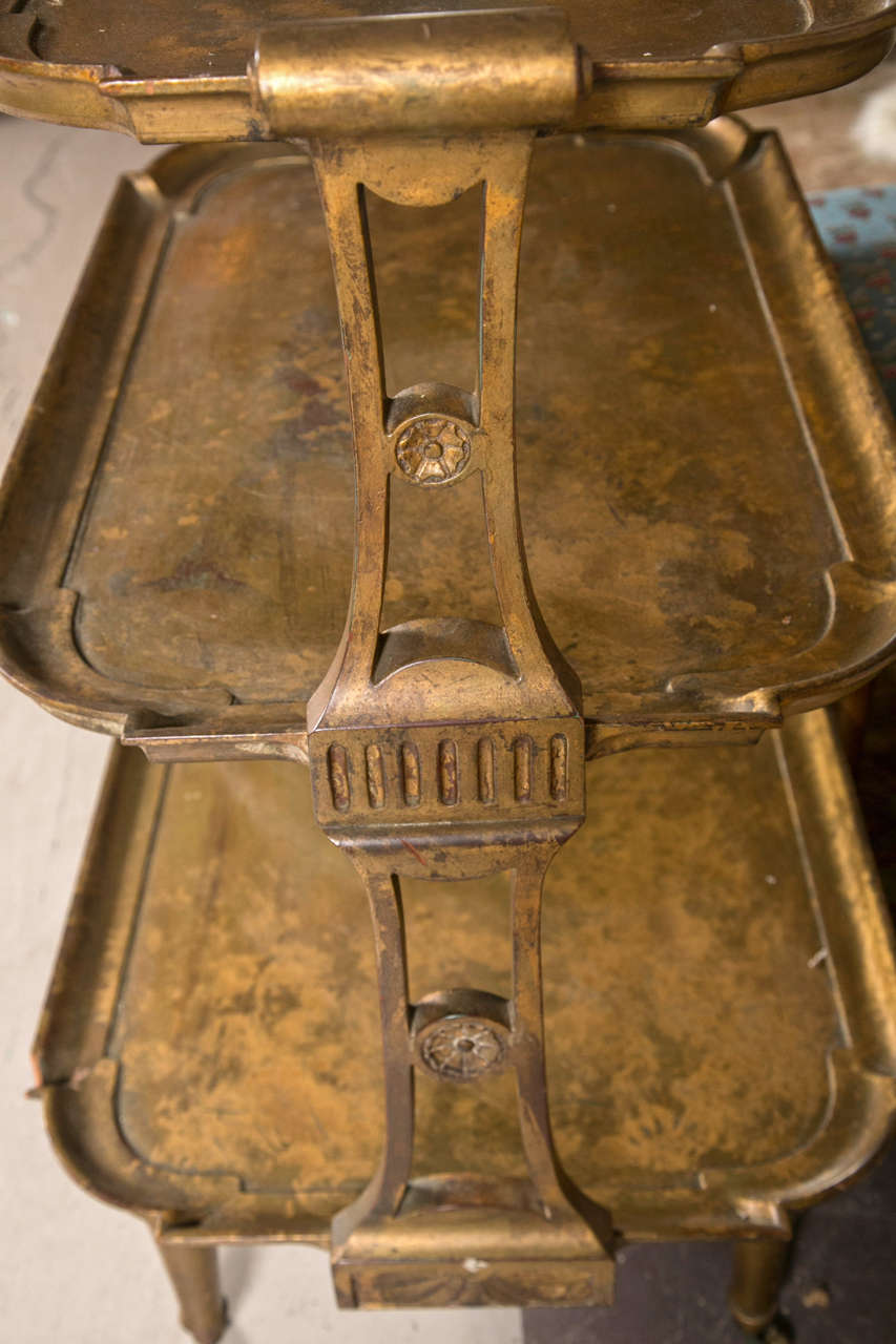 A Hollywood Regency Three Teir Serving Cart Tea Wagon 2