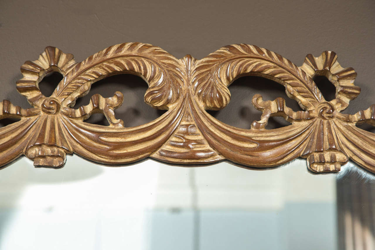 Mid-20th Century Grosfeld House Art Deco Fleur de Plume Matching Mirrored Vanity Mirror Bench