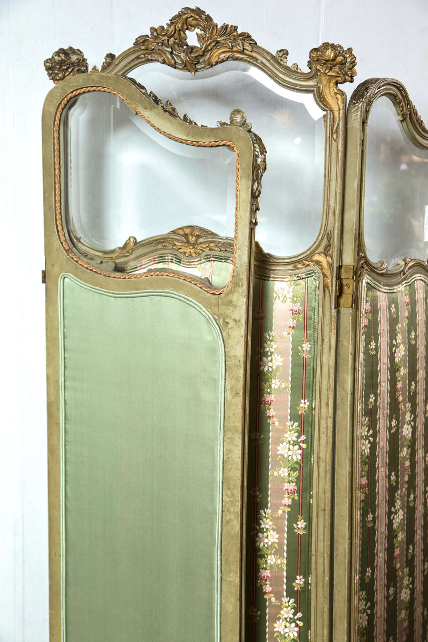 Louis XV French Three Panel Folding Screen Room Divider