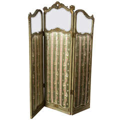 Antique French Three Panel Folding Screen Room Divider