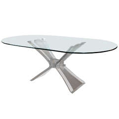 A Lucite Based Glass Top Modern Dining Table