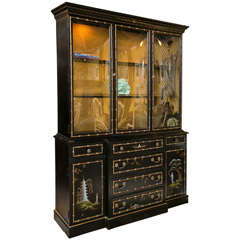 Vintage A Chinoiserie China Cabinet / Breakfront