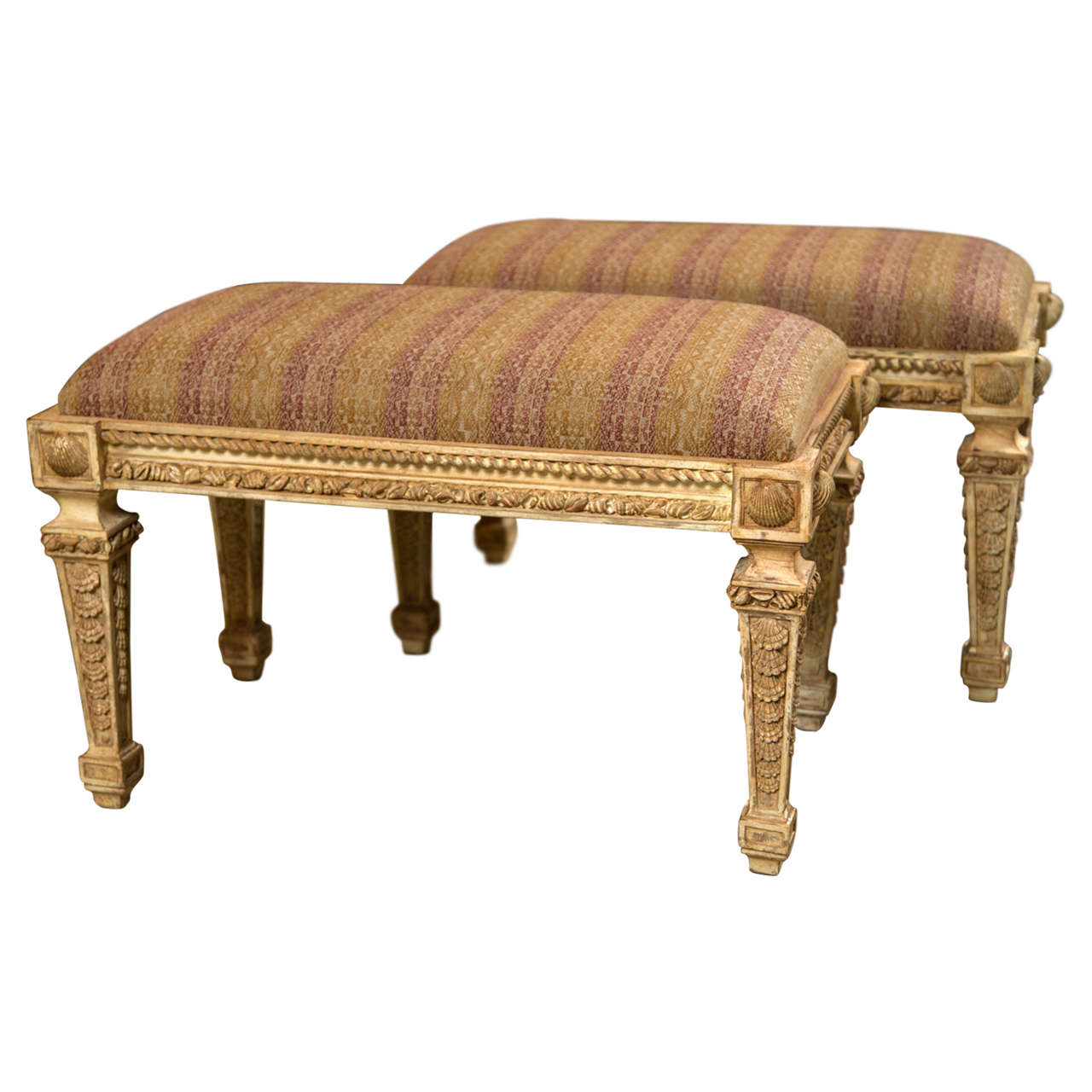Pair of Hollywood Regency Benches in the Louis XVI Style