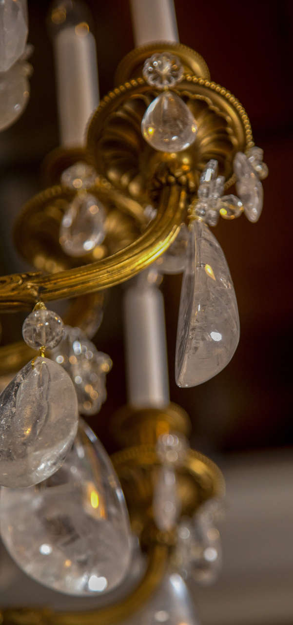 19th Century Rock Crystal and Bronze Chandelier 3