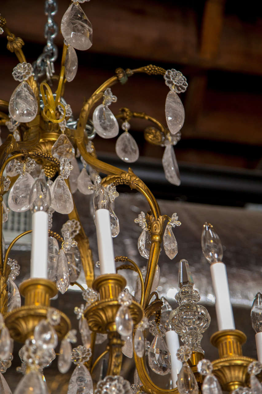 19th Century Rock Crystal and Bronze Chandelier 4