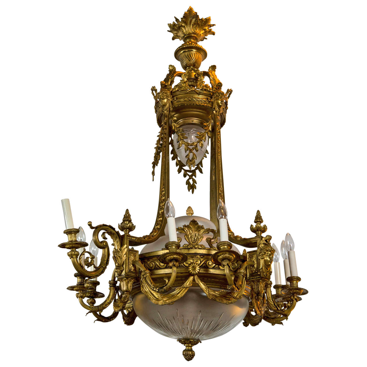 French Bronze Ball Chandelier For Sale at 1stdibs