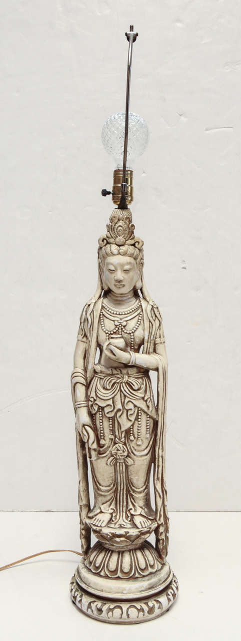 Quan Yin Table Lamp In Good Condition In South Pasadena, CA