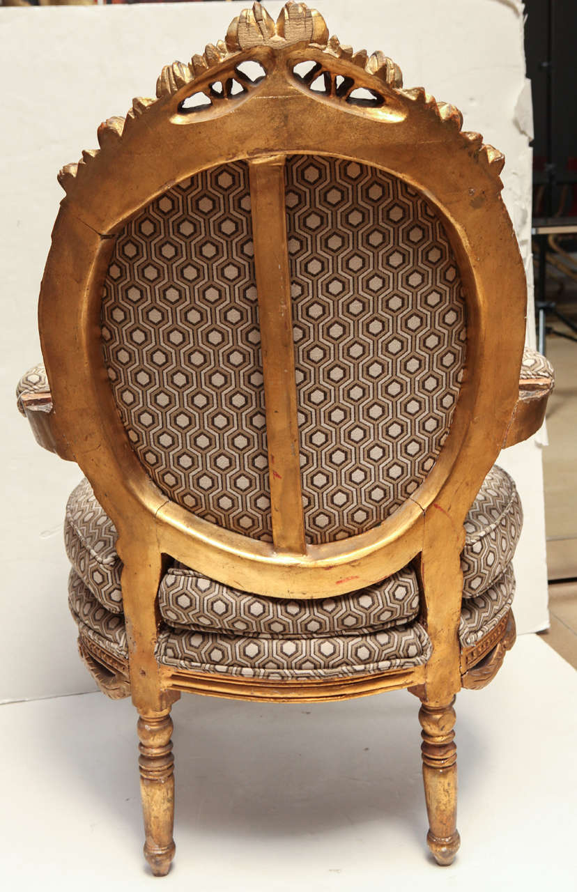 Gold Gilt Louis XVI Roundback Armchair For Sale 5