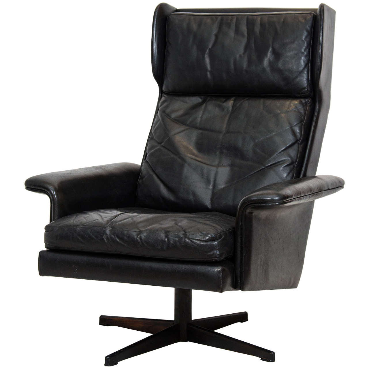 Danish Wing Back Swivel Lounge Chair
