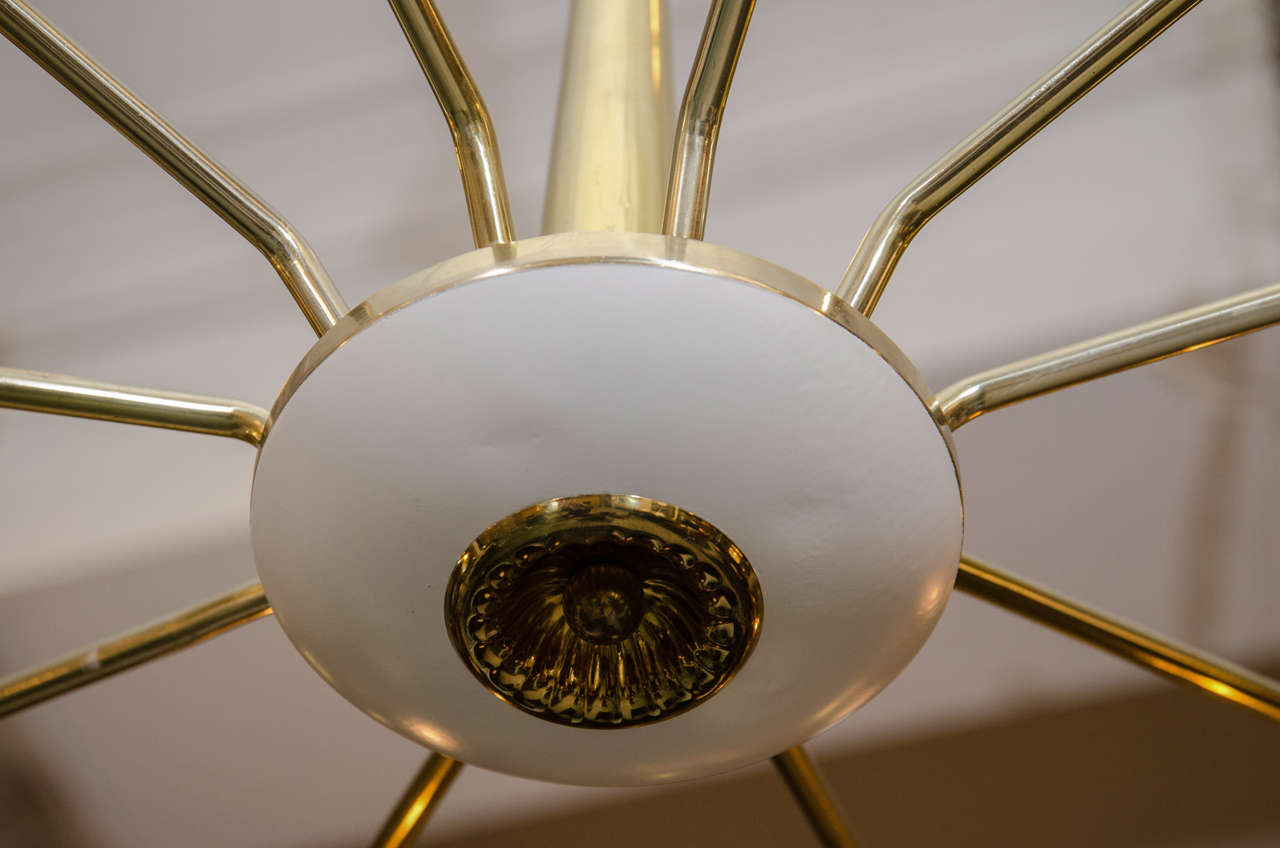 Brass Beautiful Pendant Chandelier by Arredoluce in the Manner of Angelo Lelli