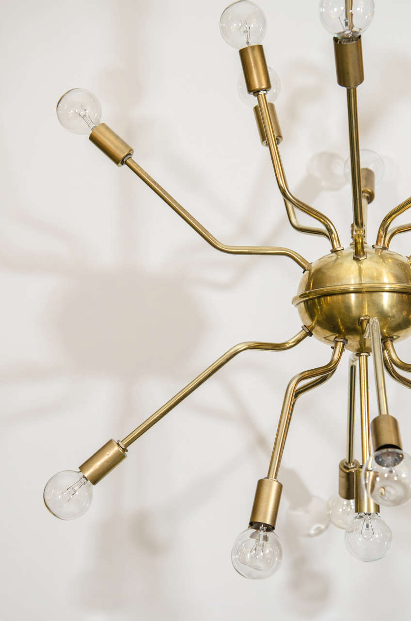 Mid-Century Modern Italian Brass Spider Sputnik Chandelier Pendant For Sale