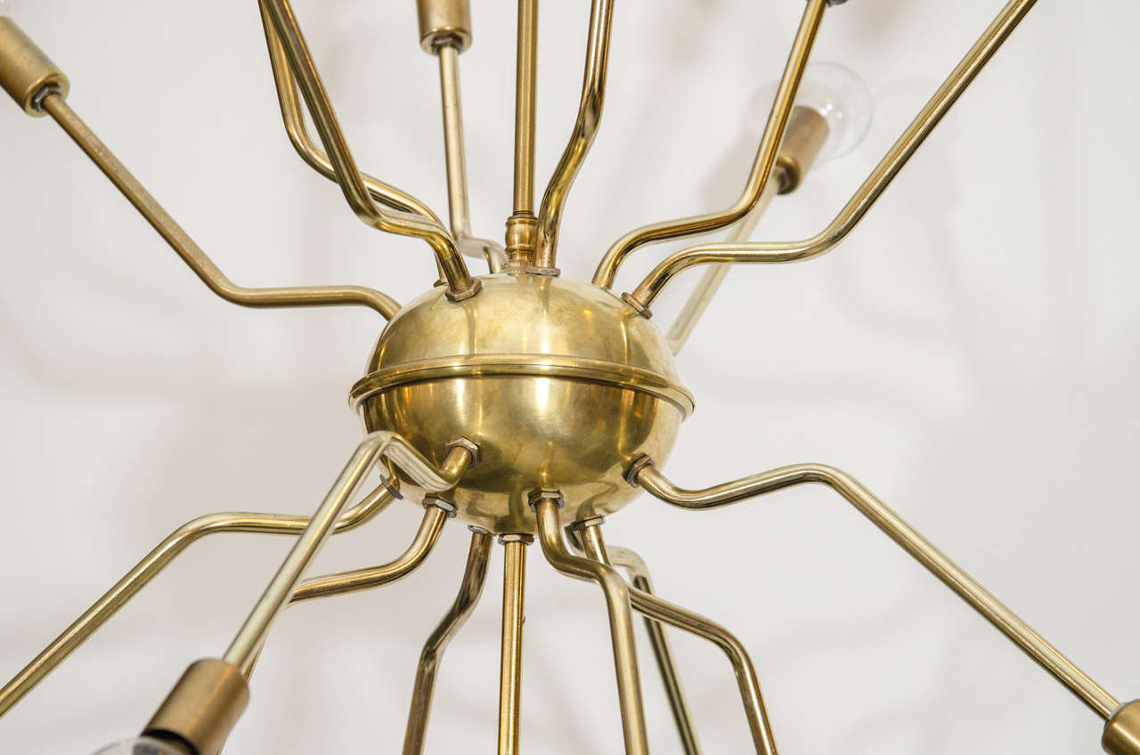 Italian Brass Spider Sputnik Chandelier Pendant In Good Condition For Sale In New York, NY