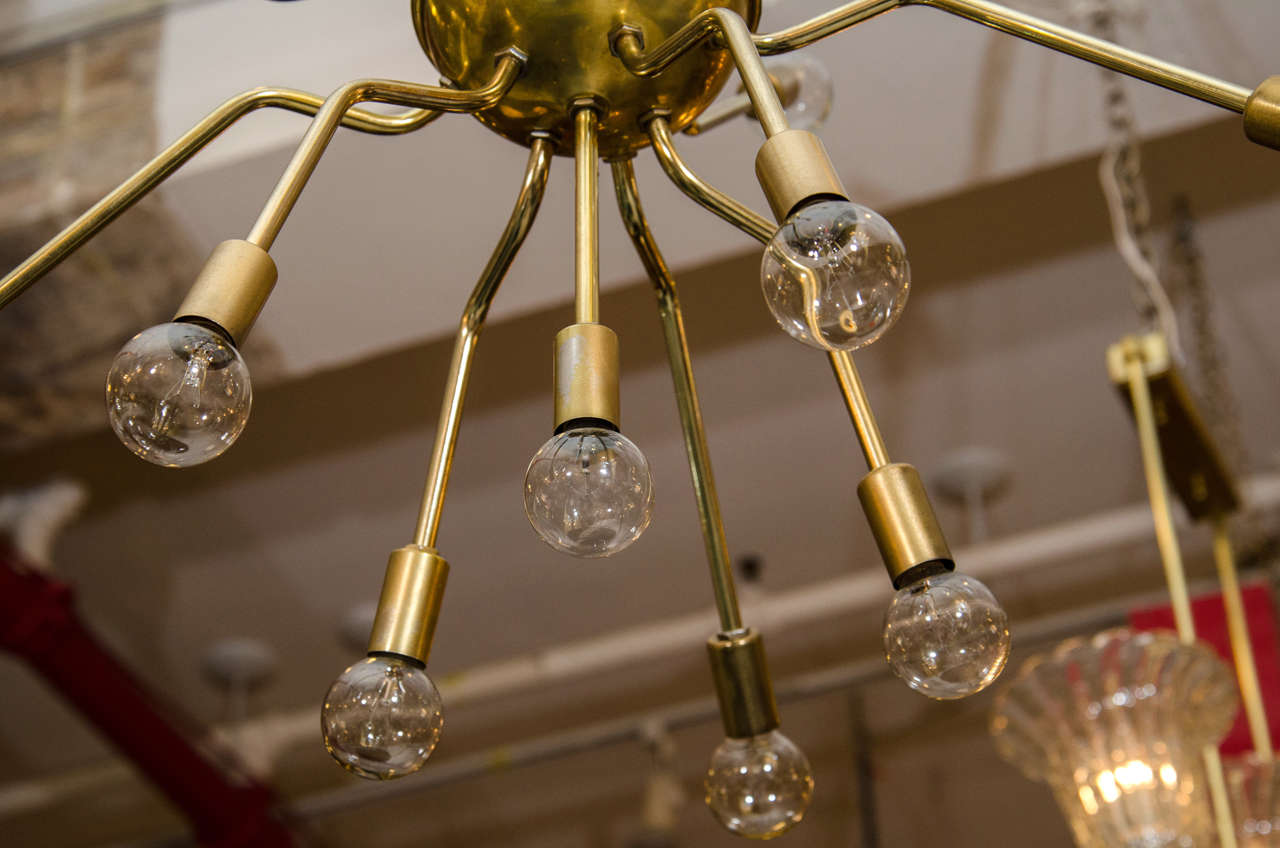 20th Century Italian Brass Spider Sputnik Chandelier Pendant For Sale