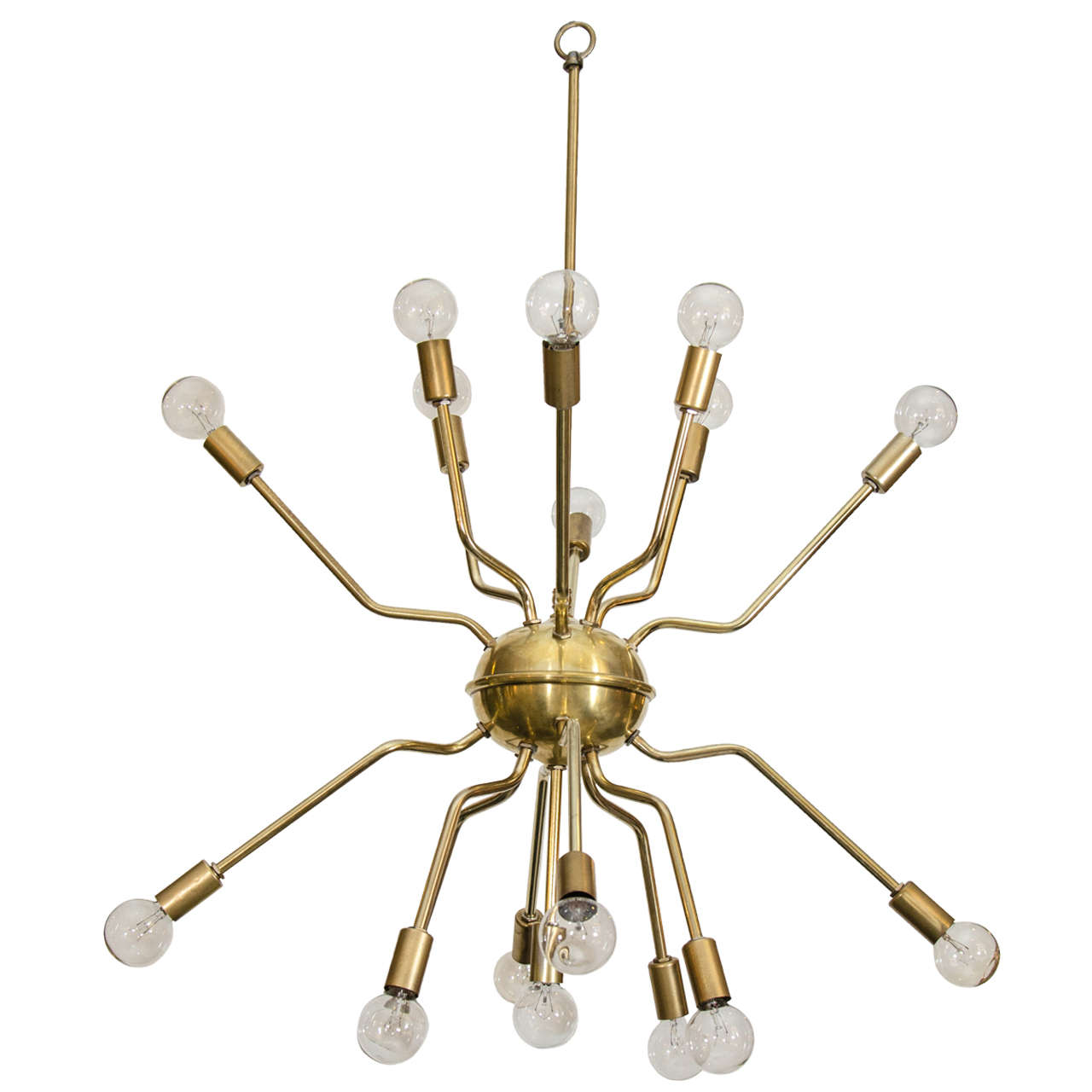 Italian Brass Spider Sputnik Chandelier Pendant For Sale