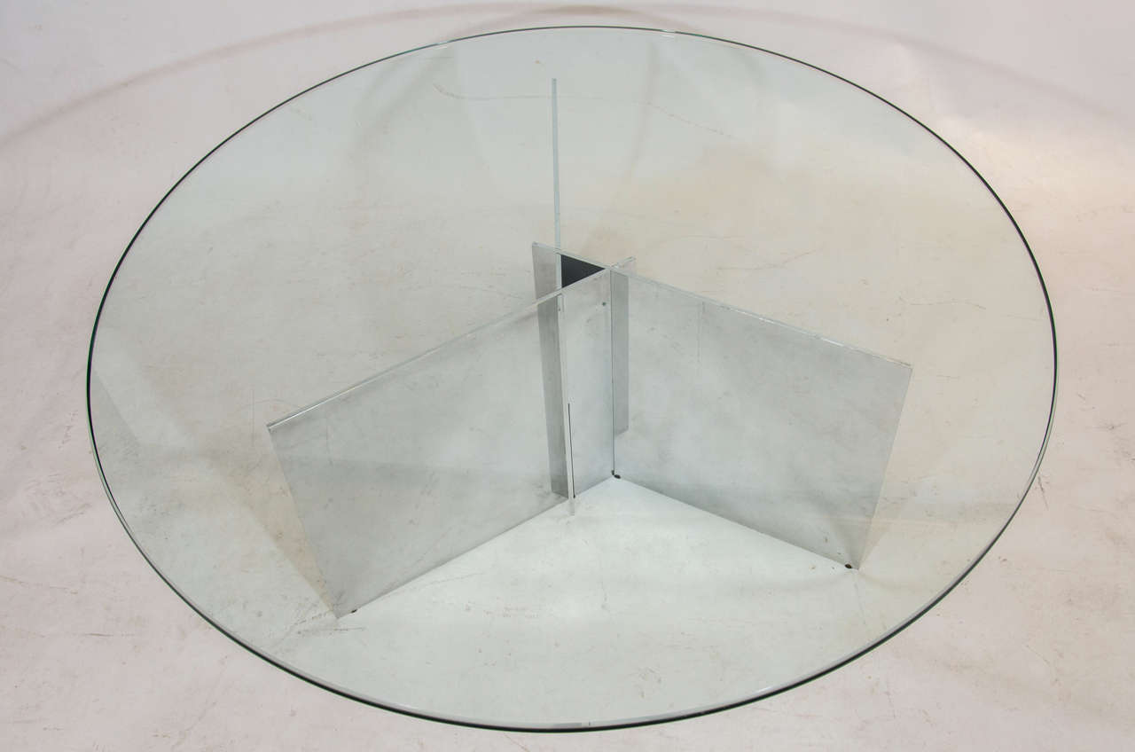 American Coffee Table in Polished Aluminum by Paul Mayen For Sale