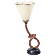 Leather Pretzel Table Lamp by Jacques Adnet