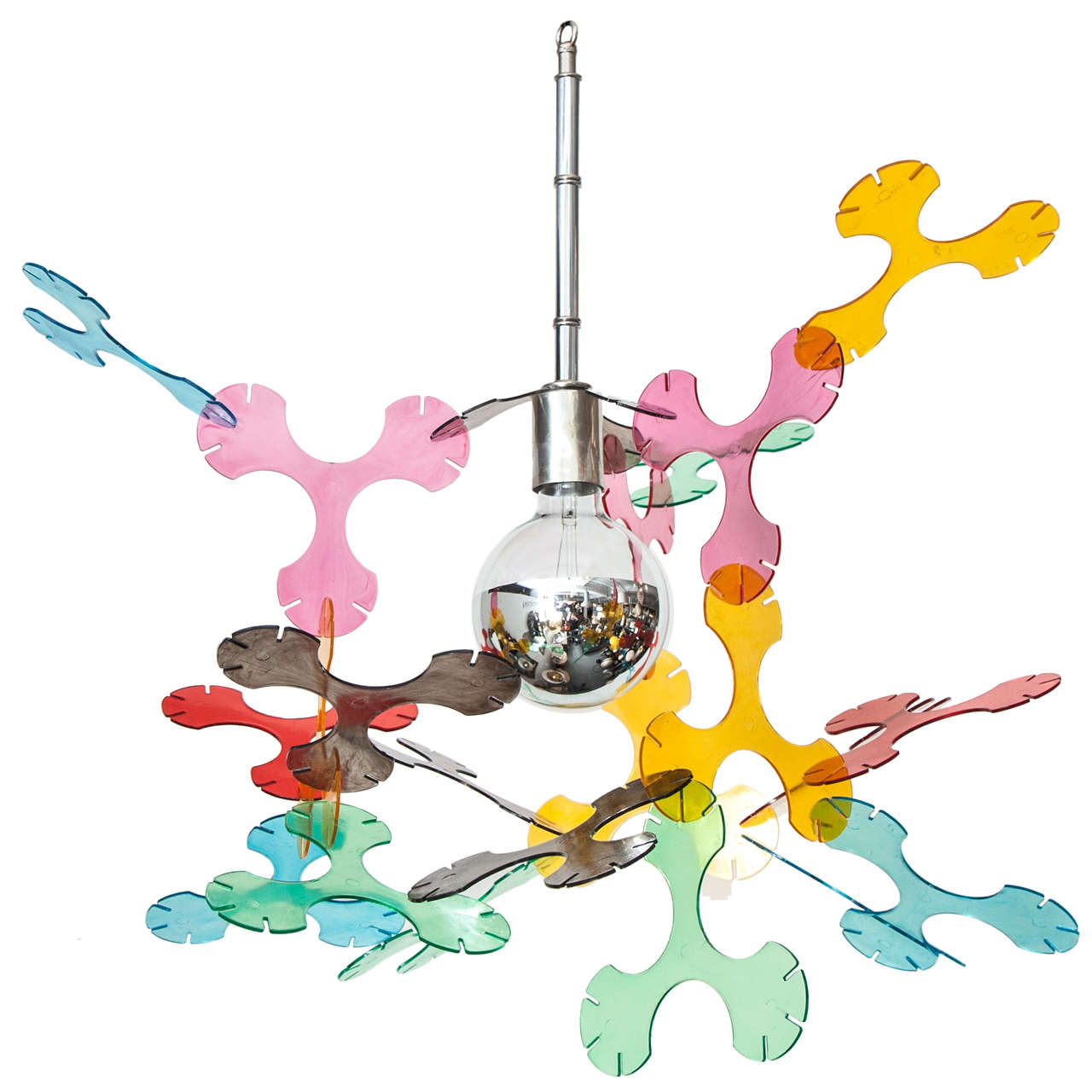 Whimisical Chrome Multicolor Chandelier