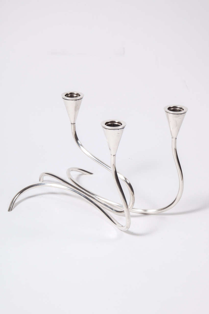 Mid-Century Modern Silver Candleholders by Carl Christiansen