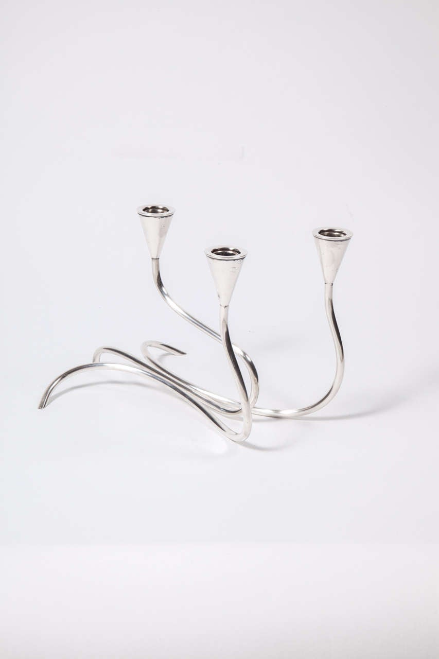 Danish Silver Candleholders by Carl Christiansen