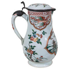 Chinese Famille Verte Water Pitcher with Period Silver Mount