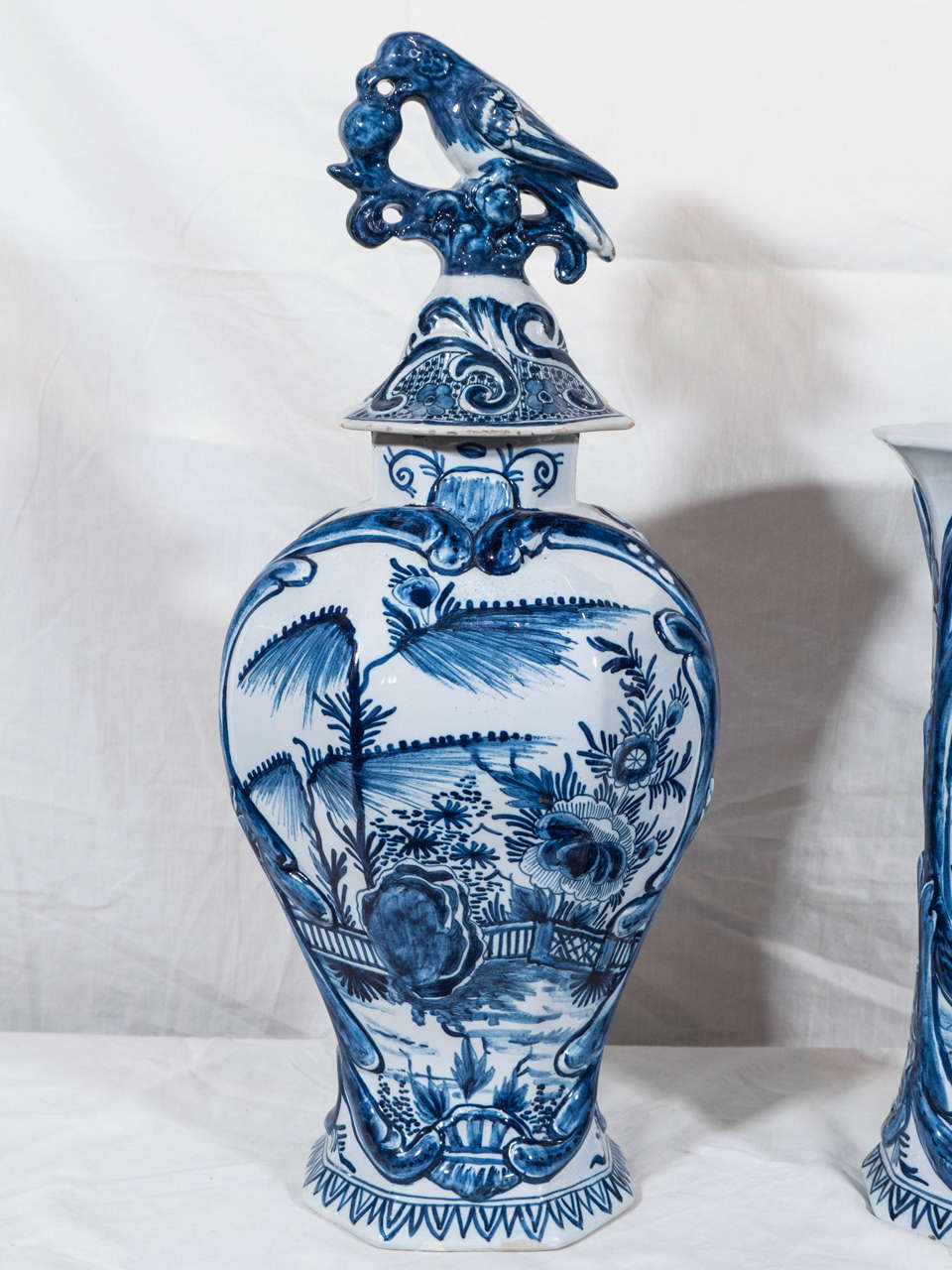 Dutch Delft Five-Piece Blue and White Garnitures In Excellent Condition In Katonah, NY