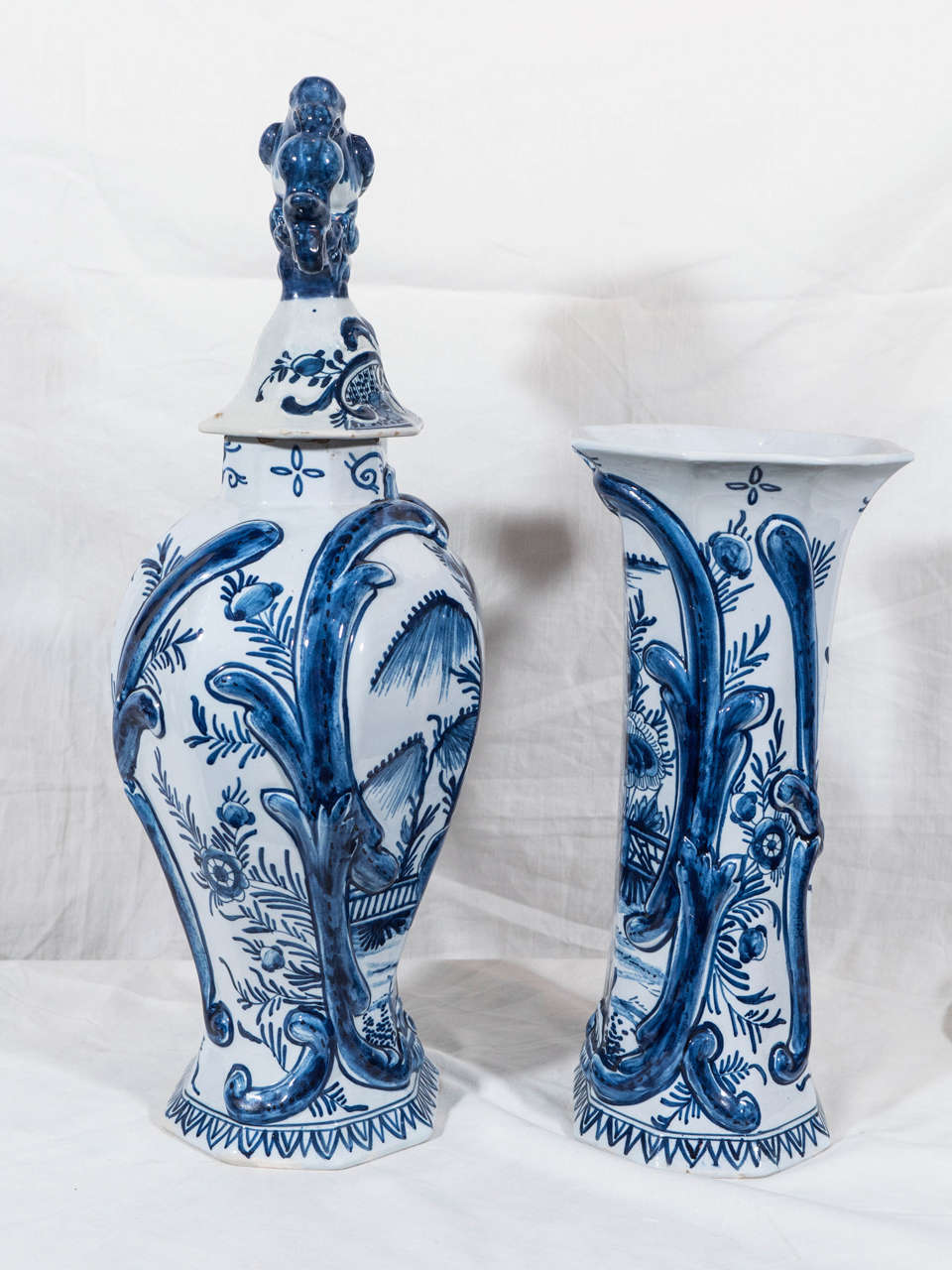19th Century Dutch Delft Five-Piece Blue and White Garnitures