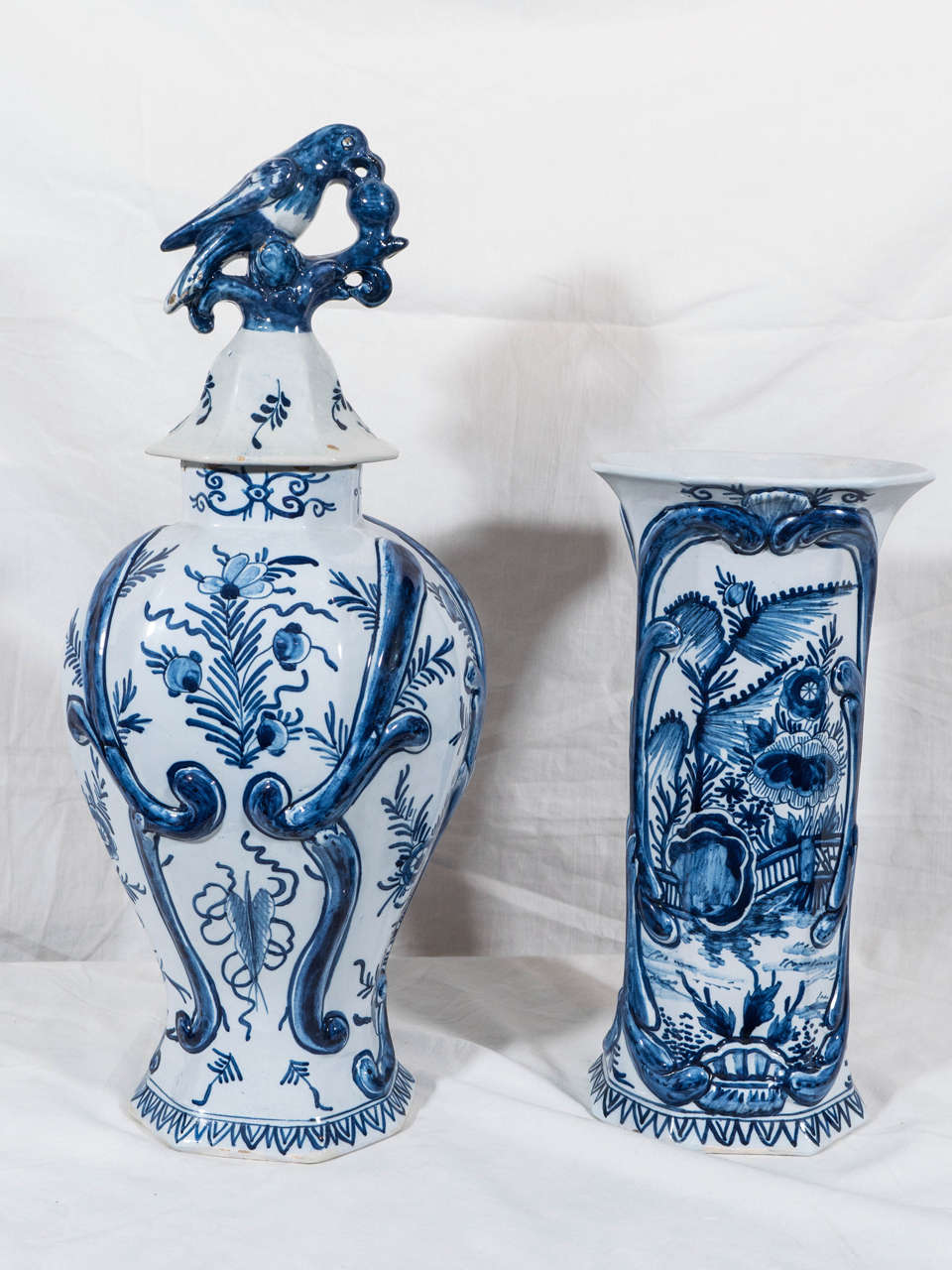 Dutch Delft Five-Piece Blue and White Garnitures 1