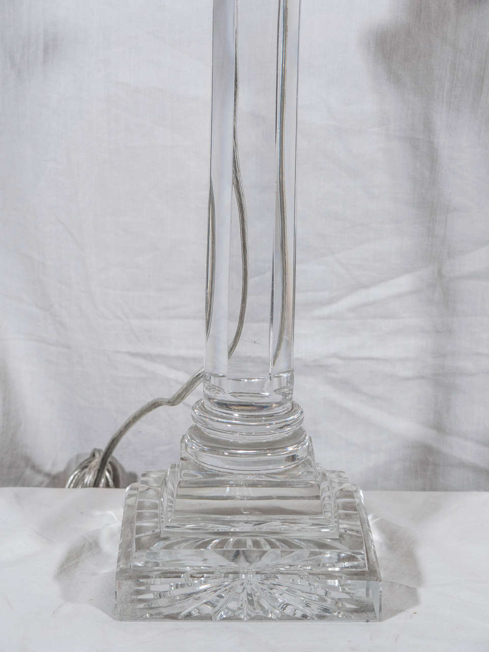 Pair Of English Cut Glass Crystal Oil Lamps Now Electrified For Early 20th Century Pair Of English Cut Glass Crystal Oil Lamps Now Electrified For