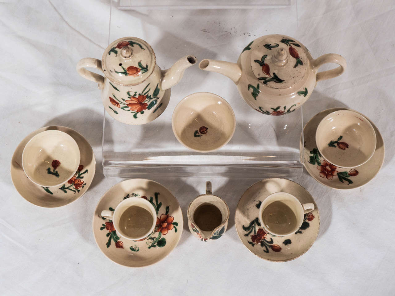 Late 18th Century Rare 18th Century Creamware Miniature Tea Set