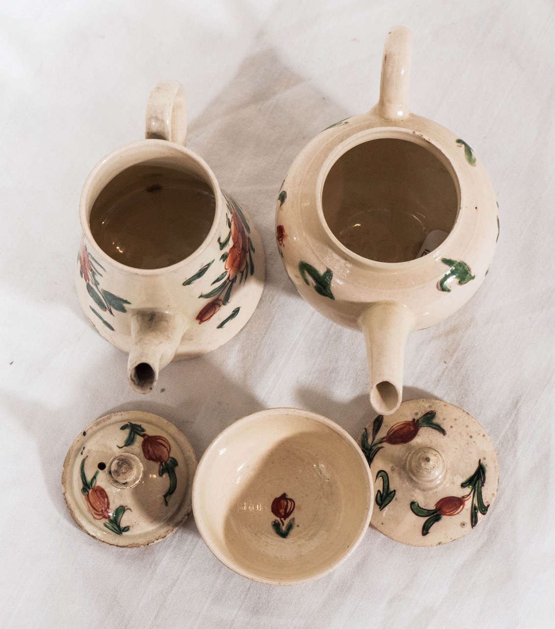 Rare 18th Century Creamware Miniature Tea Set 1