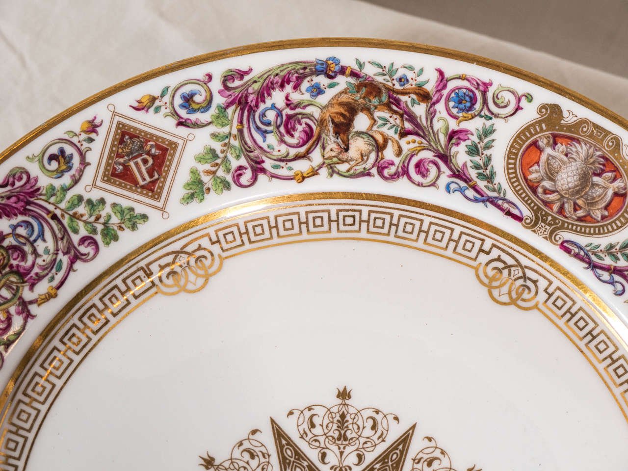 Gilt Set of Sèvres Dishes from the Hunting Service of Louis Philippe King of France