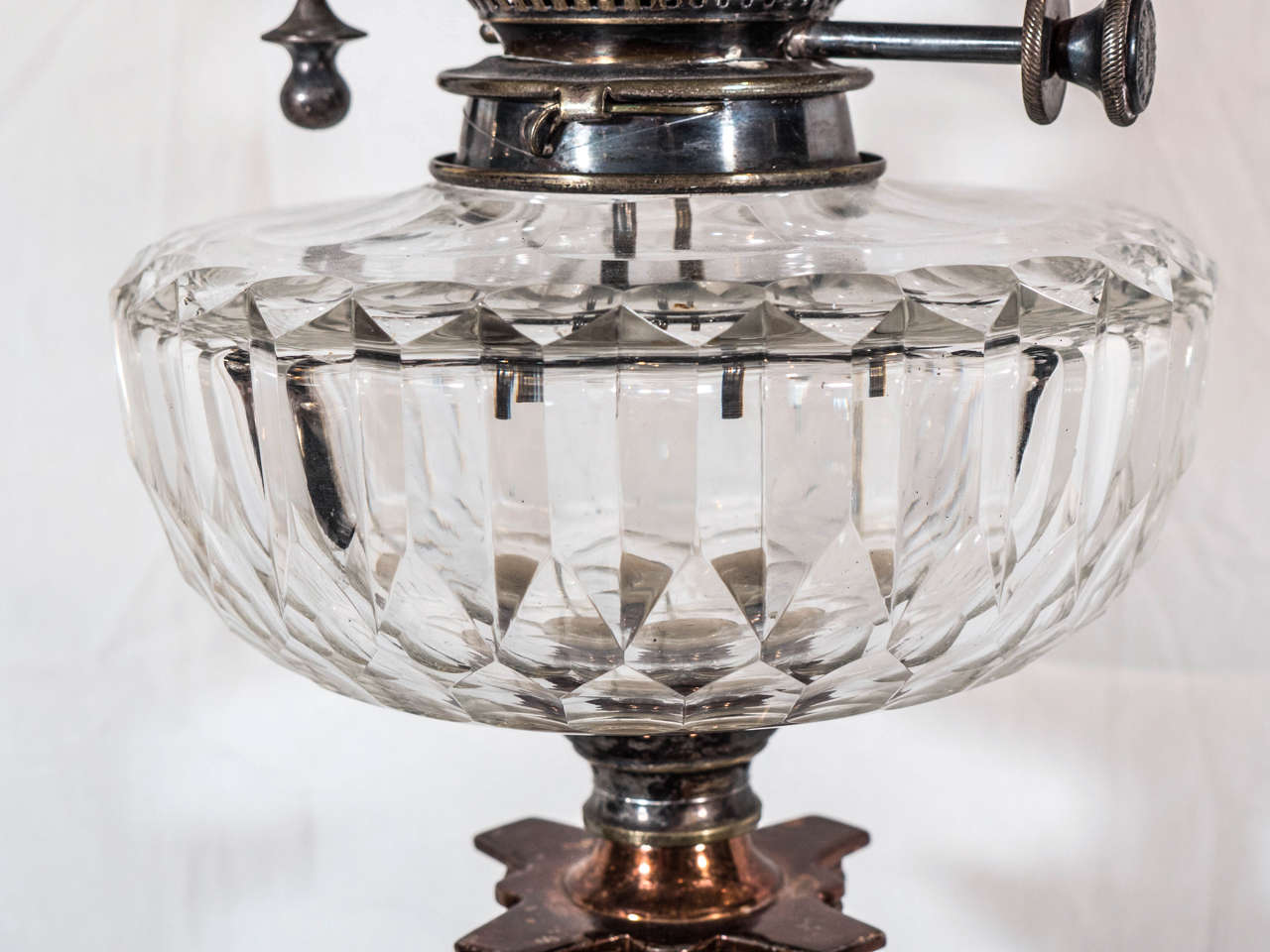 Pair of English CutGlass Crystal Oil Lamps For Sale at 1stdibs