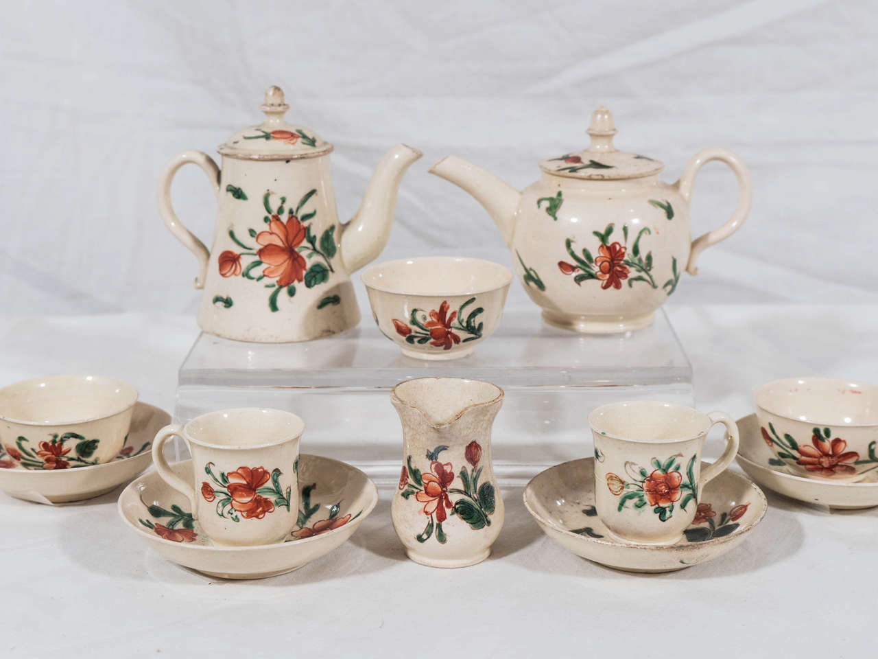 Rare 18th Century Creamware Miniature Tea Set at 1stdibs