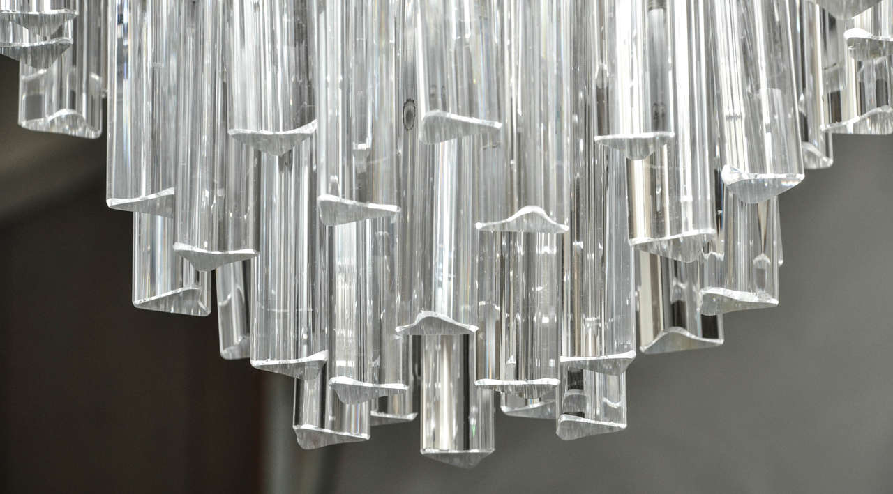 Mid-Century Modern Mid-Century Chandelier with Glass Prisms For Sale