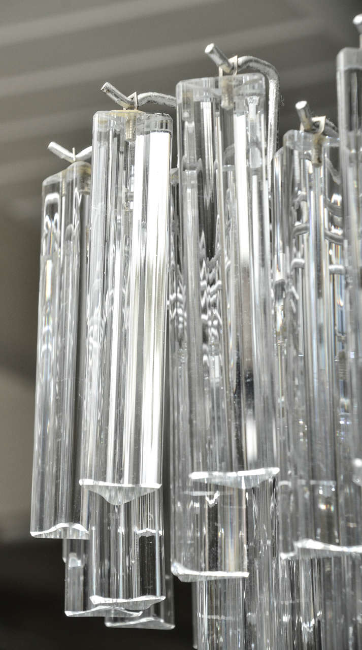 Mid-Century Chandelier with Glass Prisms In Good Condition For Sale In Water Mill, NY