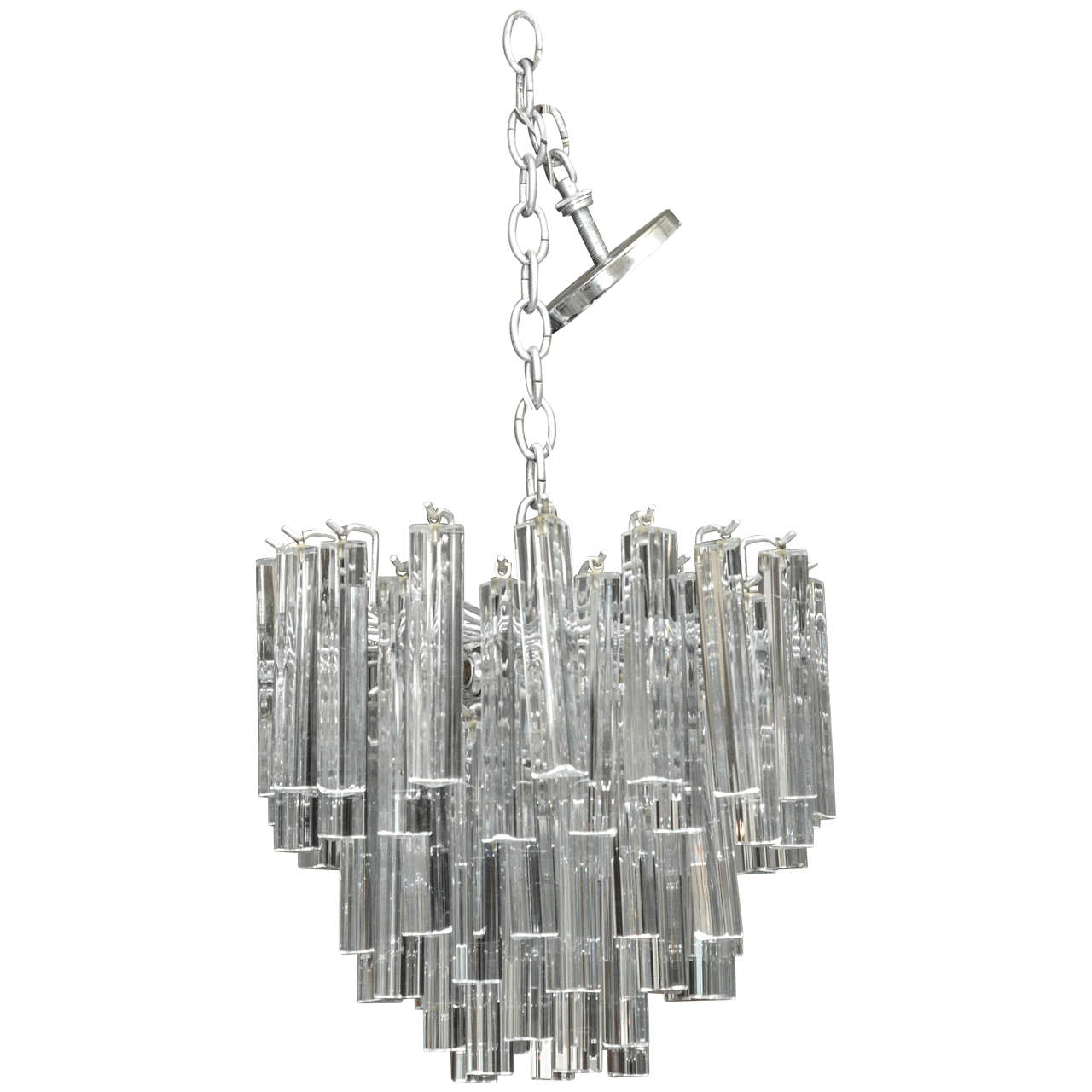 Mid-Century Chandelier with Glass Prisms For Sale
