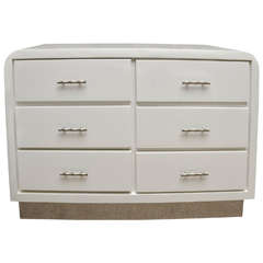 Mid-Century Six-Drawer White Lacquer Commode