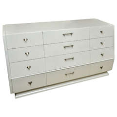 Unusual Mid-Century White Lacquer 12-Drawer Dresser