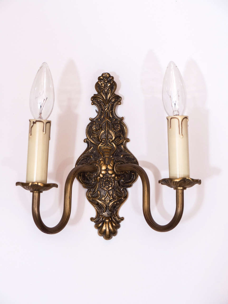 Swedish Brass Neoclassical Wall Sconces For Sale