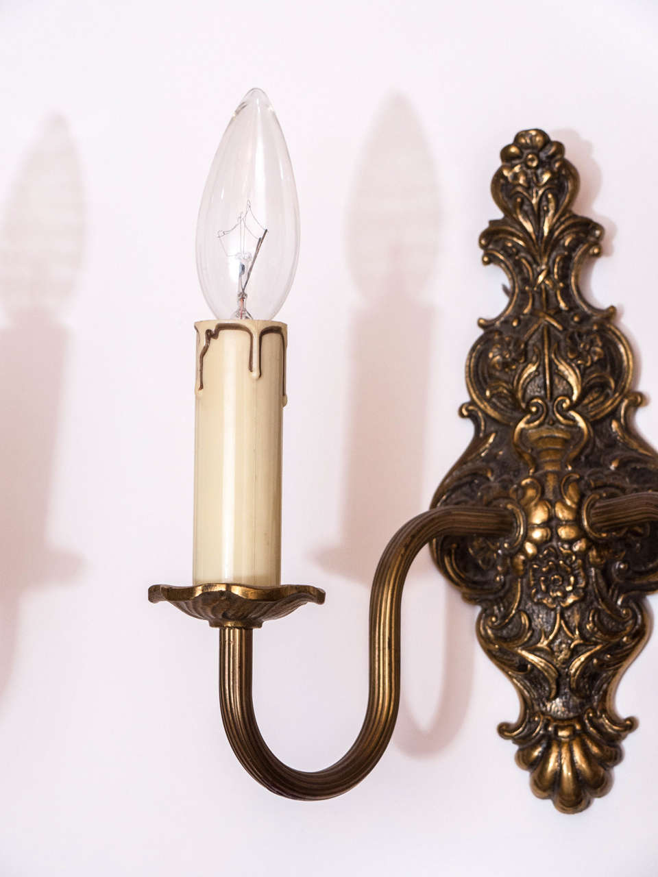 Molded Brass Neoclassical Wall Sconces For Sale