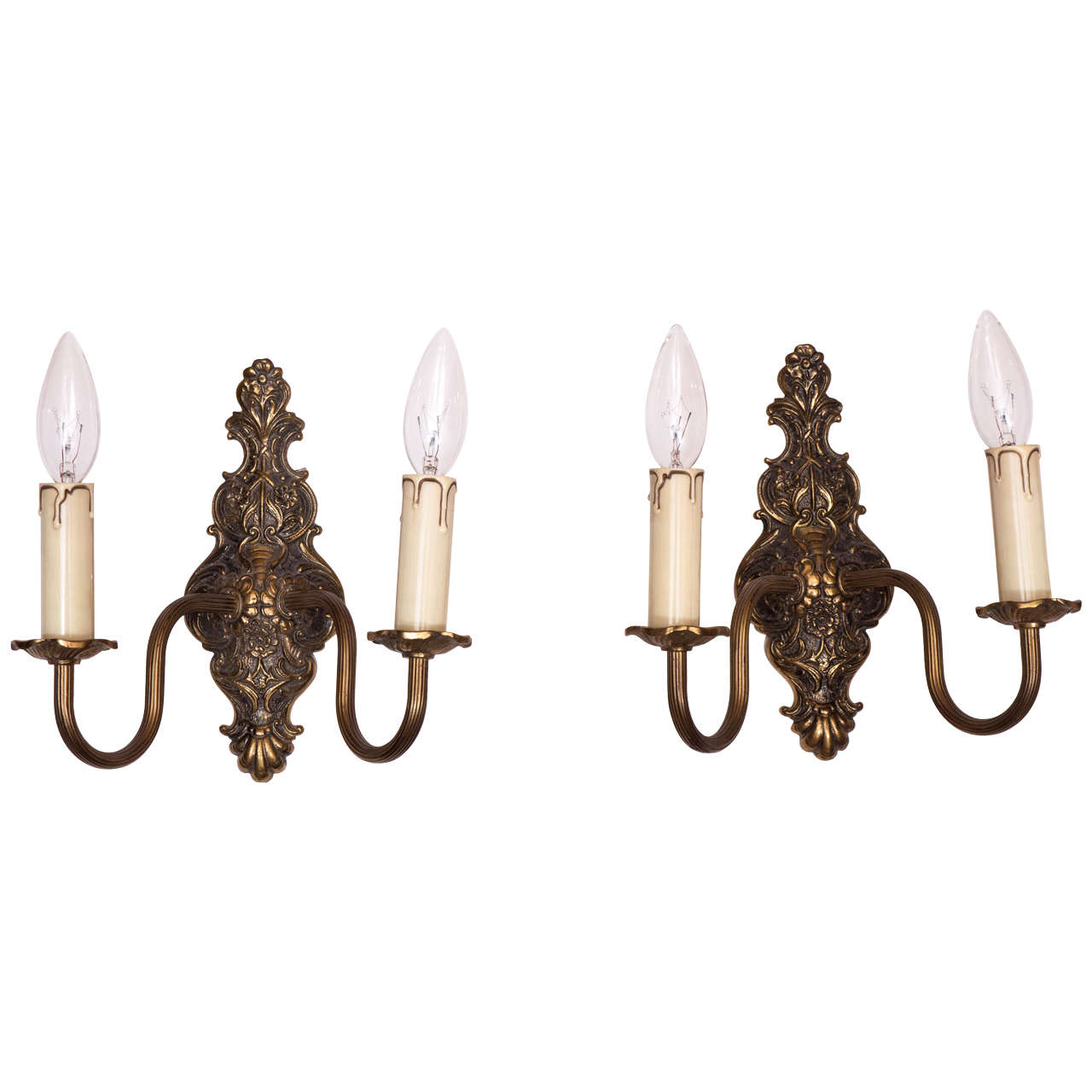 Brass Neoclassical Wall Sconces For Sale
