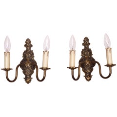 Antique Brass Neoclassical Wall Sconces