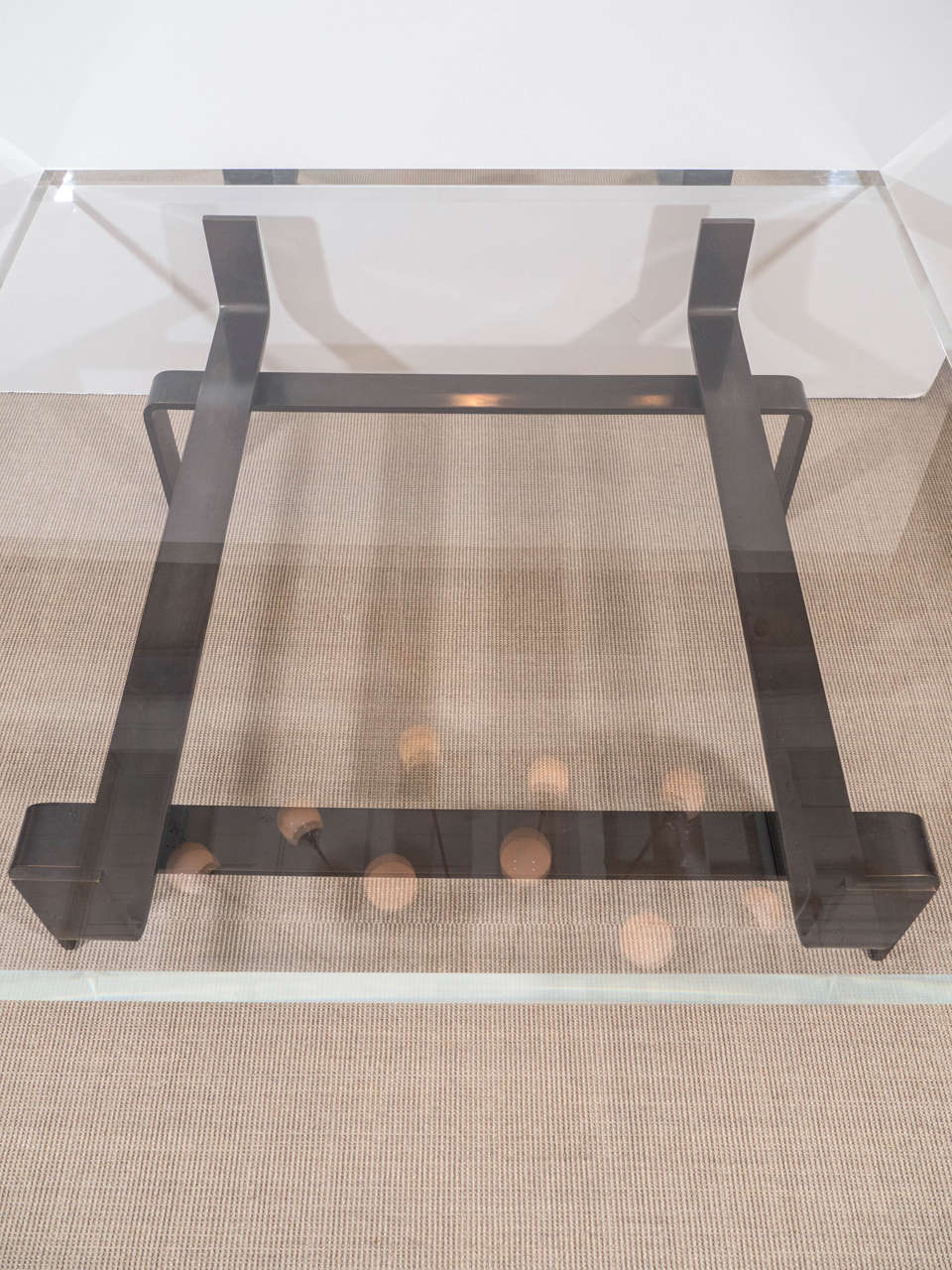 Contemporary Limited Edition Lucite and Statuary Bronze Custom Designed Cocktail Table For Sale