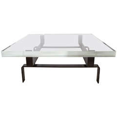 Limited Edition Lucite and Statuary Bronze Custom Designed Cocktail Table 1