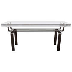 Limited Edition Lucite and Statuary Bronze Custom Designed Console Table
