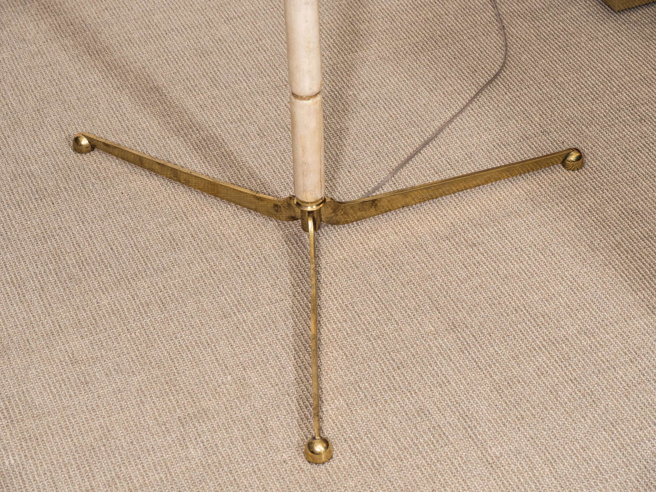 Mid-Century Modern Italian Parchment and Bronze Floor Lamp, Italy, circa 1960