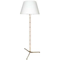 Italian Parchment and Bronze Floor Lamp, Italy, circa 1960