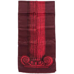 Piero Fornasetti Scarf with Column Motif in Red, Burgundy and Black, Italy, 2000