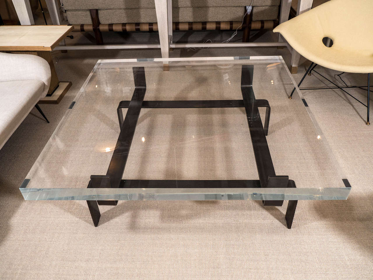 Limited Edition Lucite and Statuary Bronze Custom Designed Cocktail