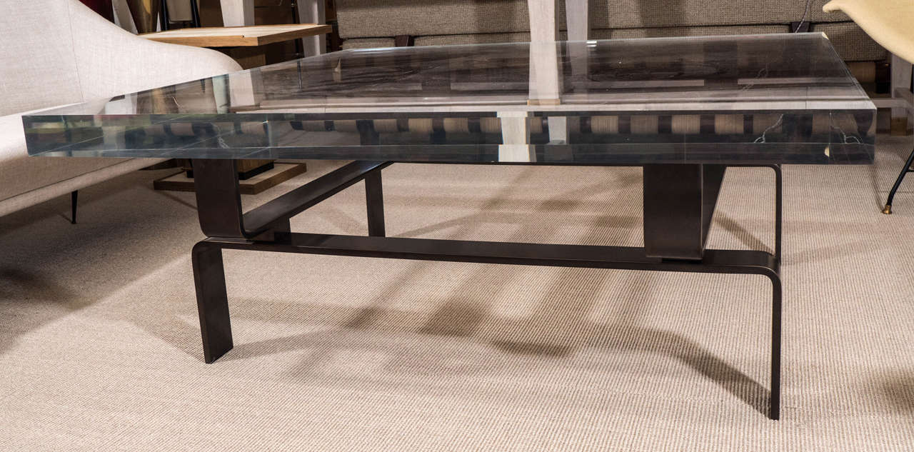 Limited Edition Lucite and Statuary Bronze Custom Designed Cocktail